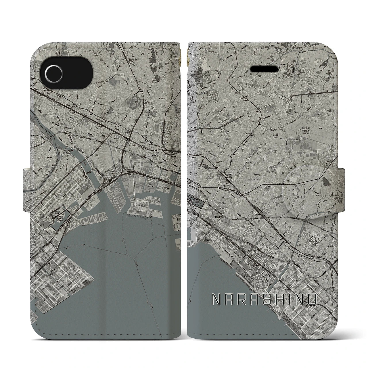 【習志野2(千葉県)】地図柄iPhoneケース(手帳タイプ)