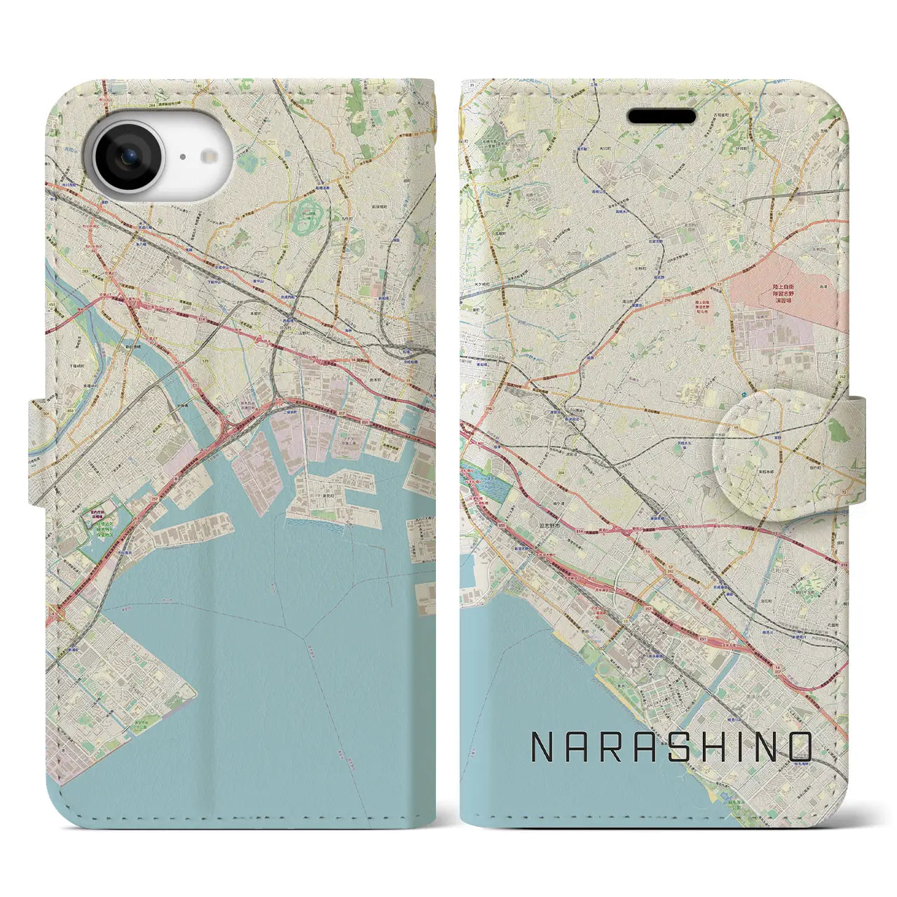 【習志野2(千葉県)】地図柄iPhoneケース(手帳タイプ)