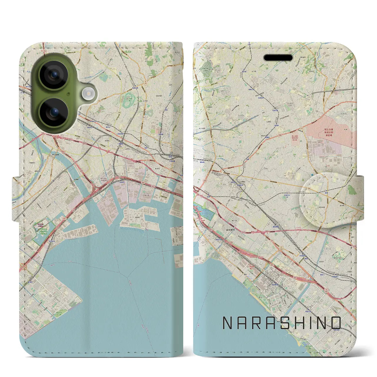 【習志野2(千葉県)】地図柄iPhoneケース(手帳タイプ)