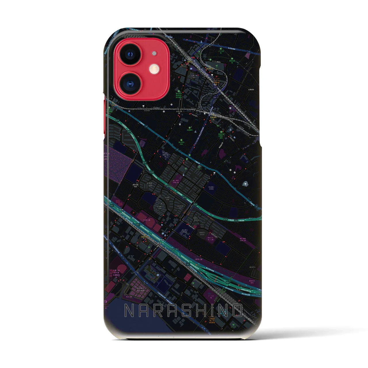 【習志野(千葉県)】地図柄iPhoneケース(バックカバータイプ)