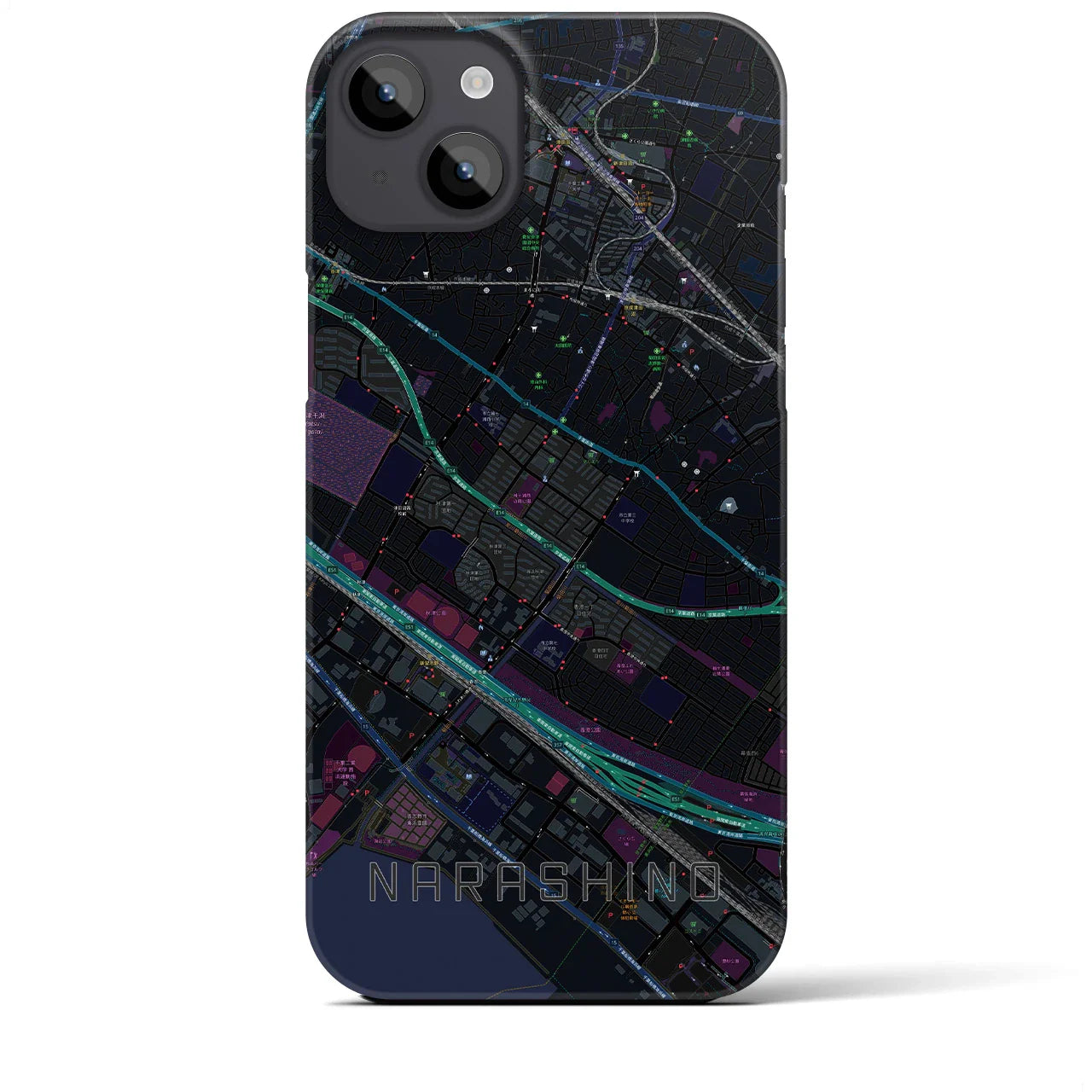 【習志野(千葉県)】地図柄iPhoneケース(バックカバータイプ)