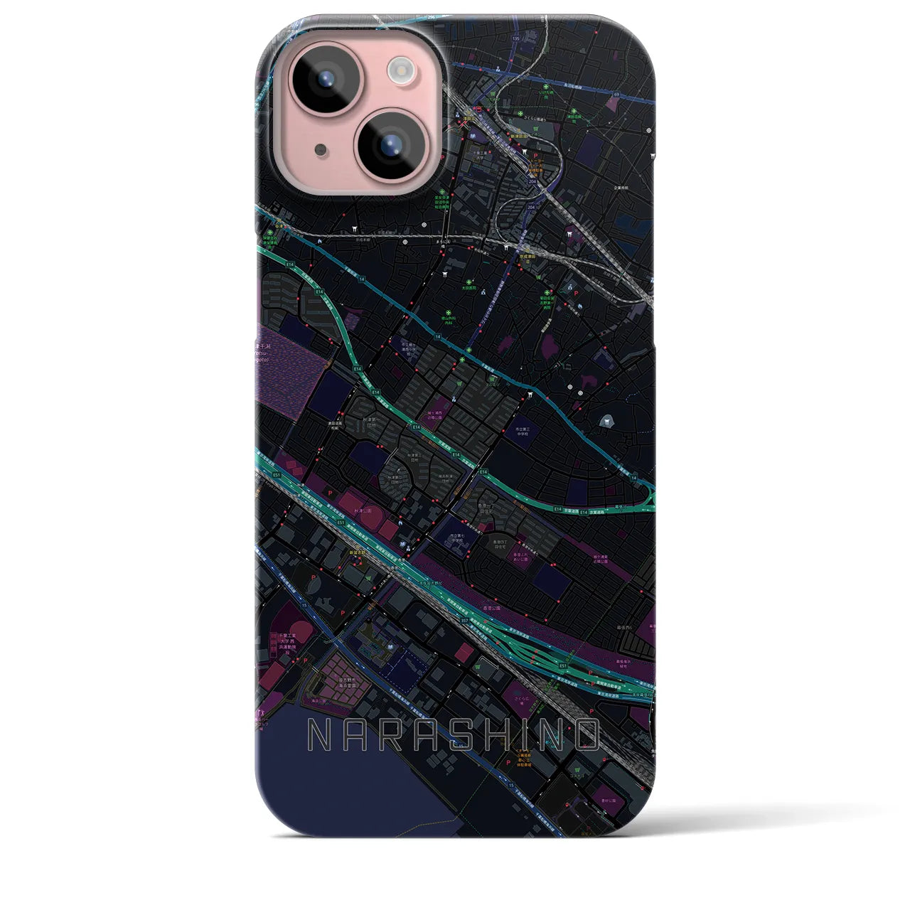 【習志野(千葉県)】地図柄iPhoneケース(バックカバータイプ)