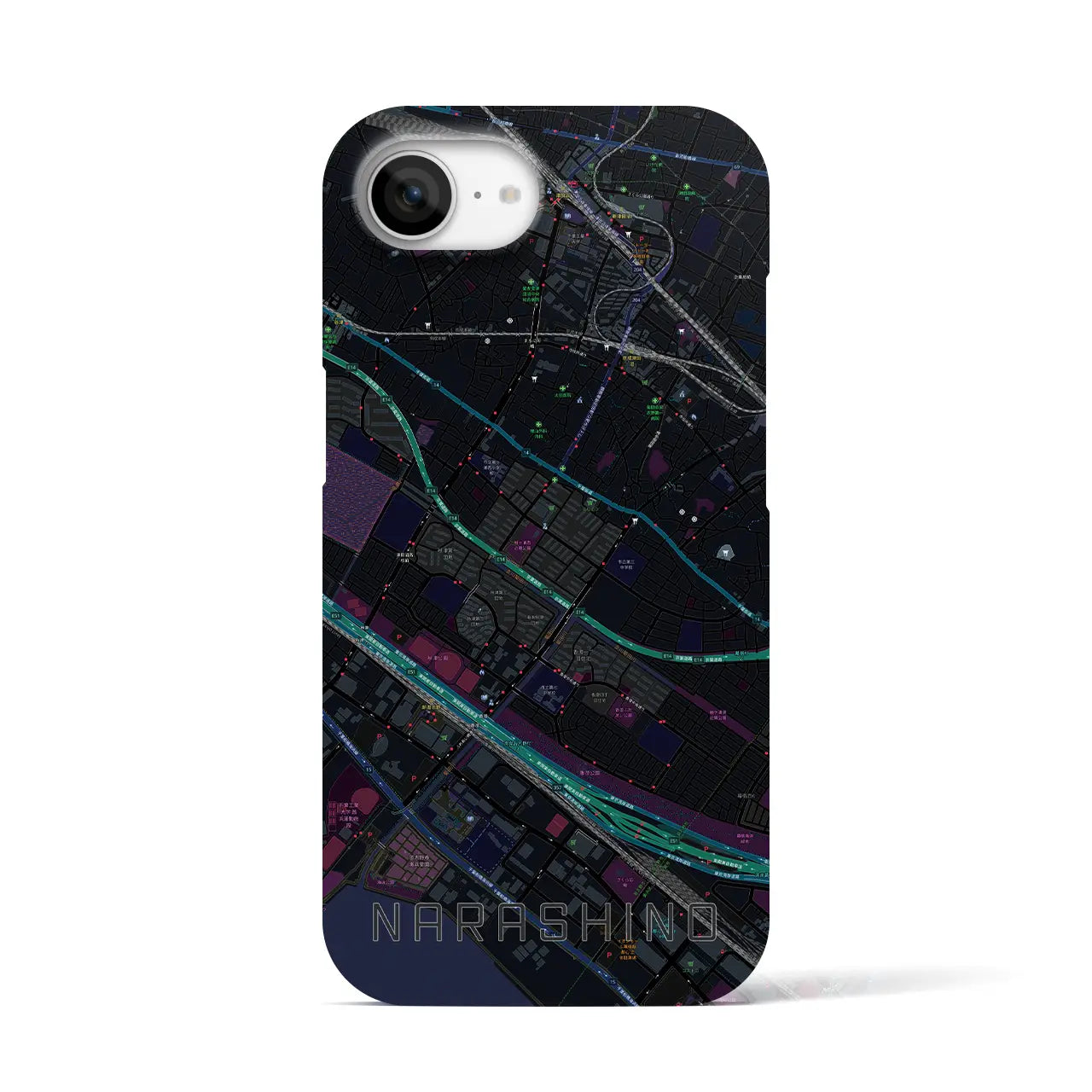 【習志野(千葉県)】地図柄iPhoneケース(バックカバータイプ)