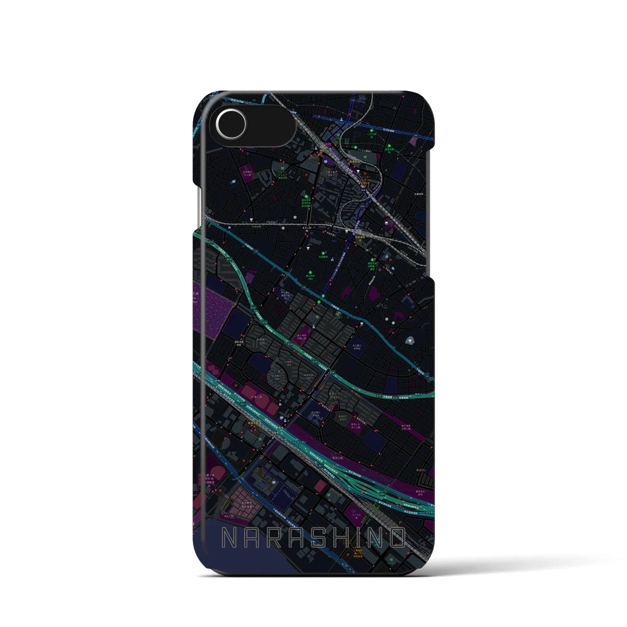 【習志野(千葉県)】地図柄iPhoneケース(バックカバータイプ)