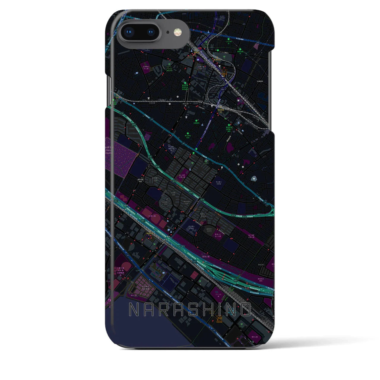 【習志野(千葉県)】地図柄iPhoneケース(バックカバータイプ)