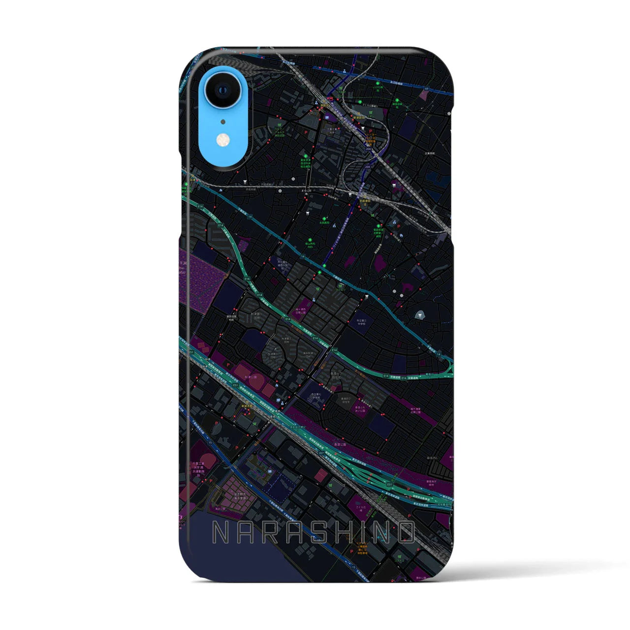【習志野(千葉県)】地図柄iPhoneケース(バックカバータイプ)