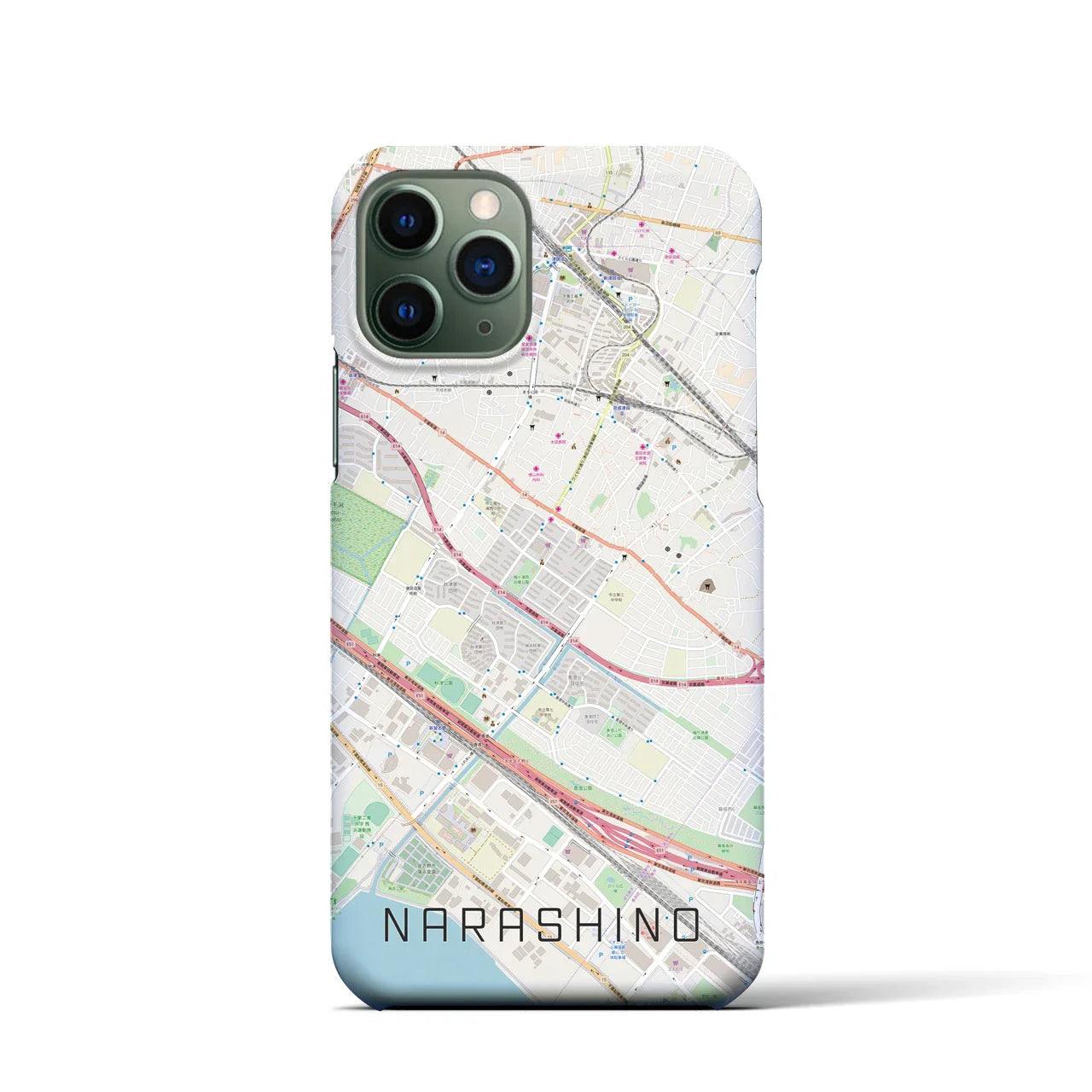 【習志野(千葉県)】地図柄iPhoneケース(バックカバータイプ)