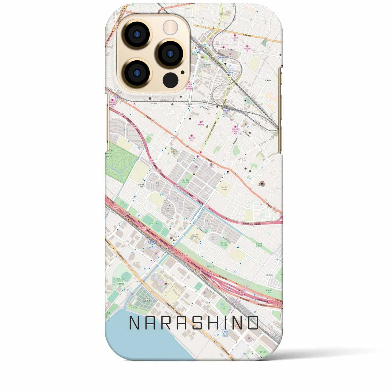 【習志野(千葉県)】地図柄iPhoneケース(バックカバータイプ)