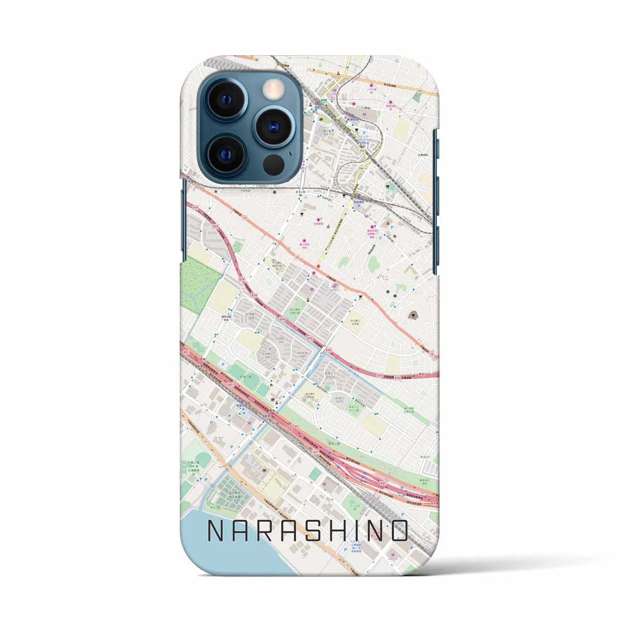 【習志野(千葉県)】地図柄iPhoneケース(バックカバータイプ)