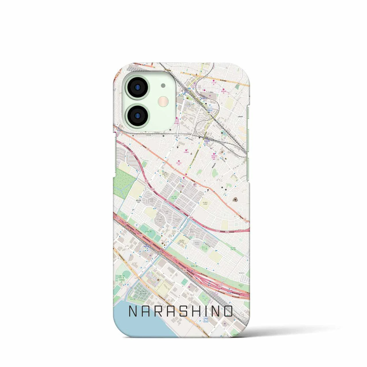 【習志野(千葉県)】地図柄iPhoneケース(バックカバータイプ)