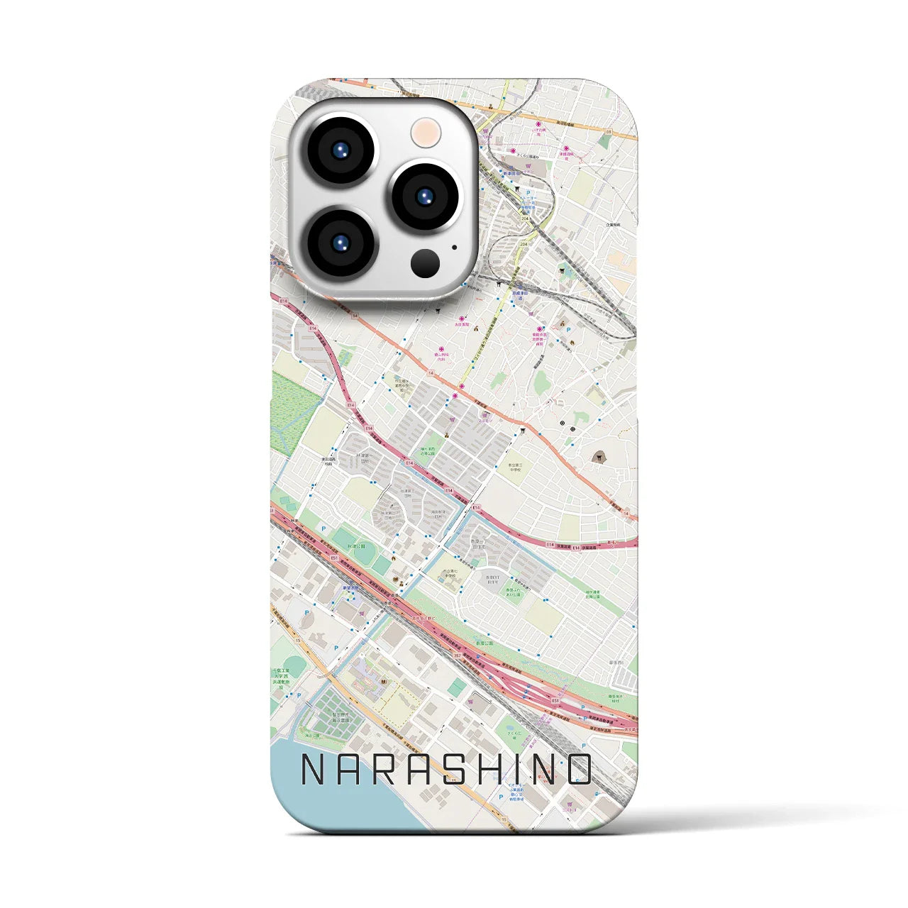 【習志野(千葉県)】地図柄iPhoneケース(バックカバータイプ)