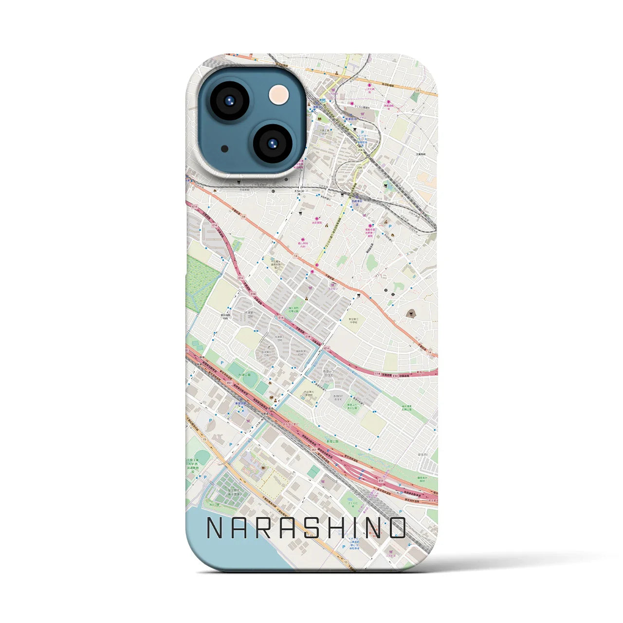 【習志野(千葉県)】地図柄iPhoneケース(バックカバータイプ)