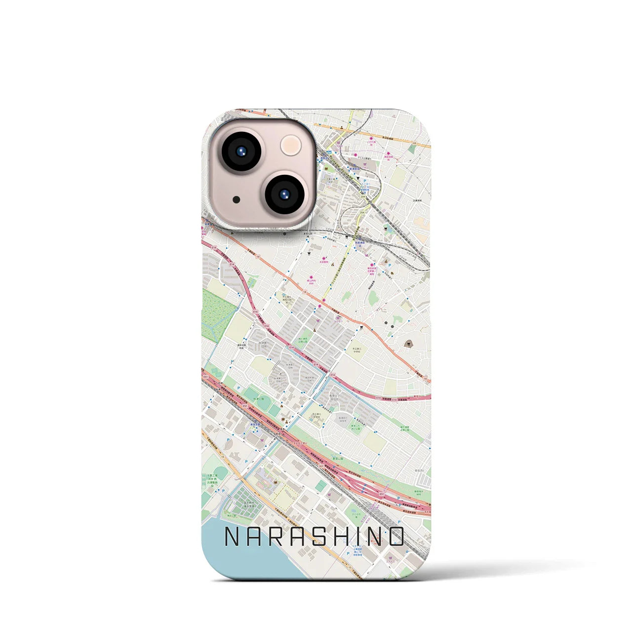 【習志野(千葉県)】地図柄iPhoneケース(バックカバータイプ)