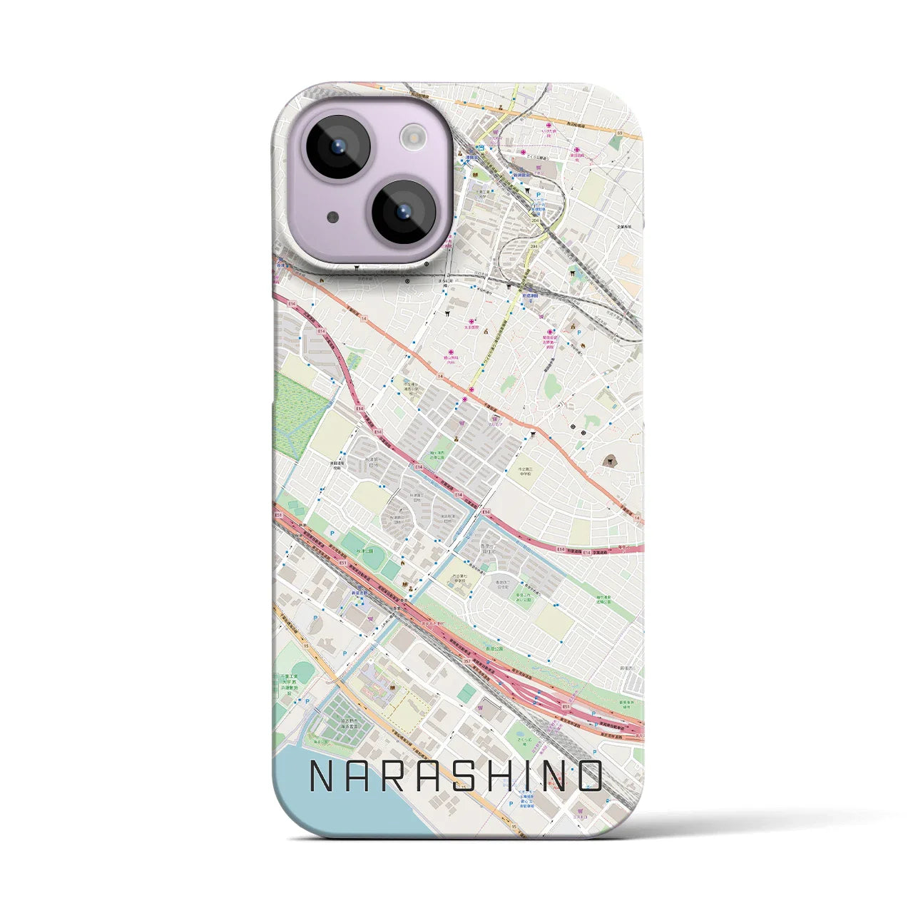 【習志野(千葉県)】地図柄iPhoneケース(バックカバータイプ)