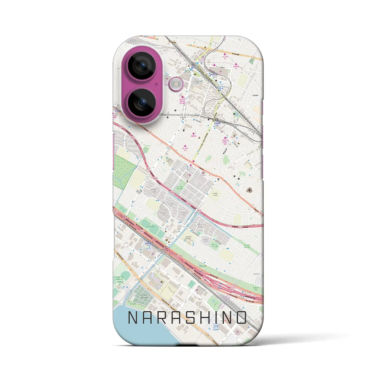 【習志野(千葉県)】地図柄iPhoneケース(バックカバータイプ)