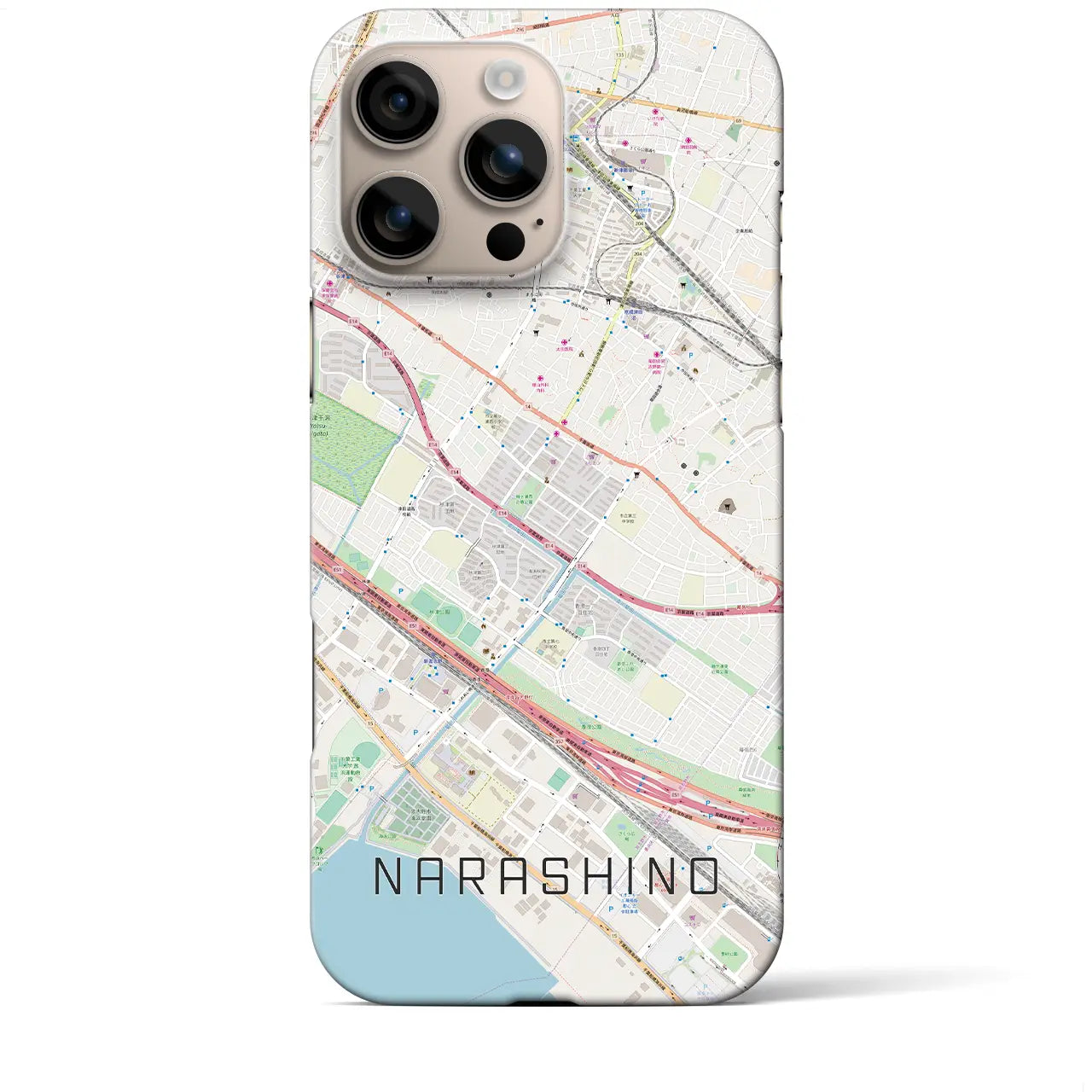 【習志野(千葉県)】地図柄iPhoneケース(バックカバータイプ)