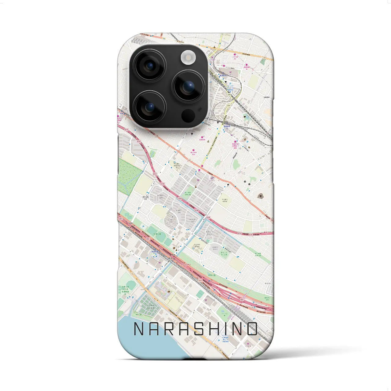 【習志野(千葉県)】地図柄iPhoneケース(バックカバータイプ)