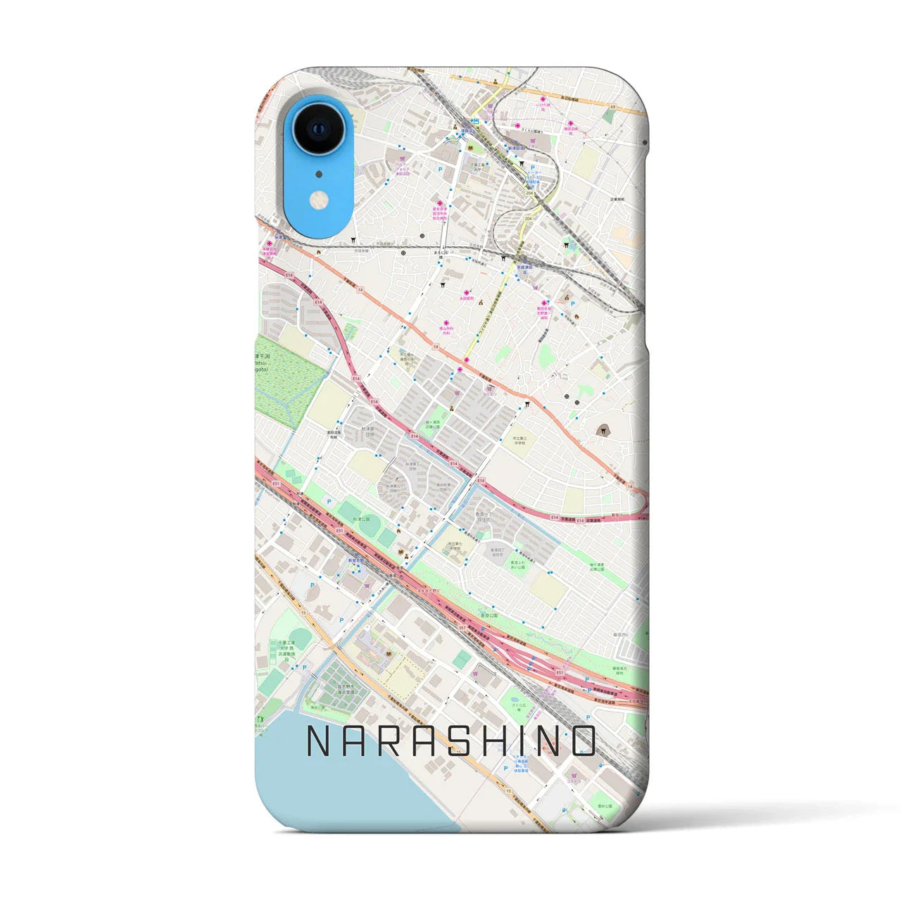 【習志野(千葉県)】地図柄iPhoneケース(バックカバータイプ)