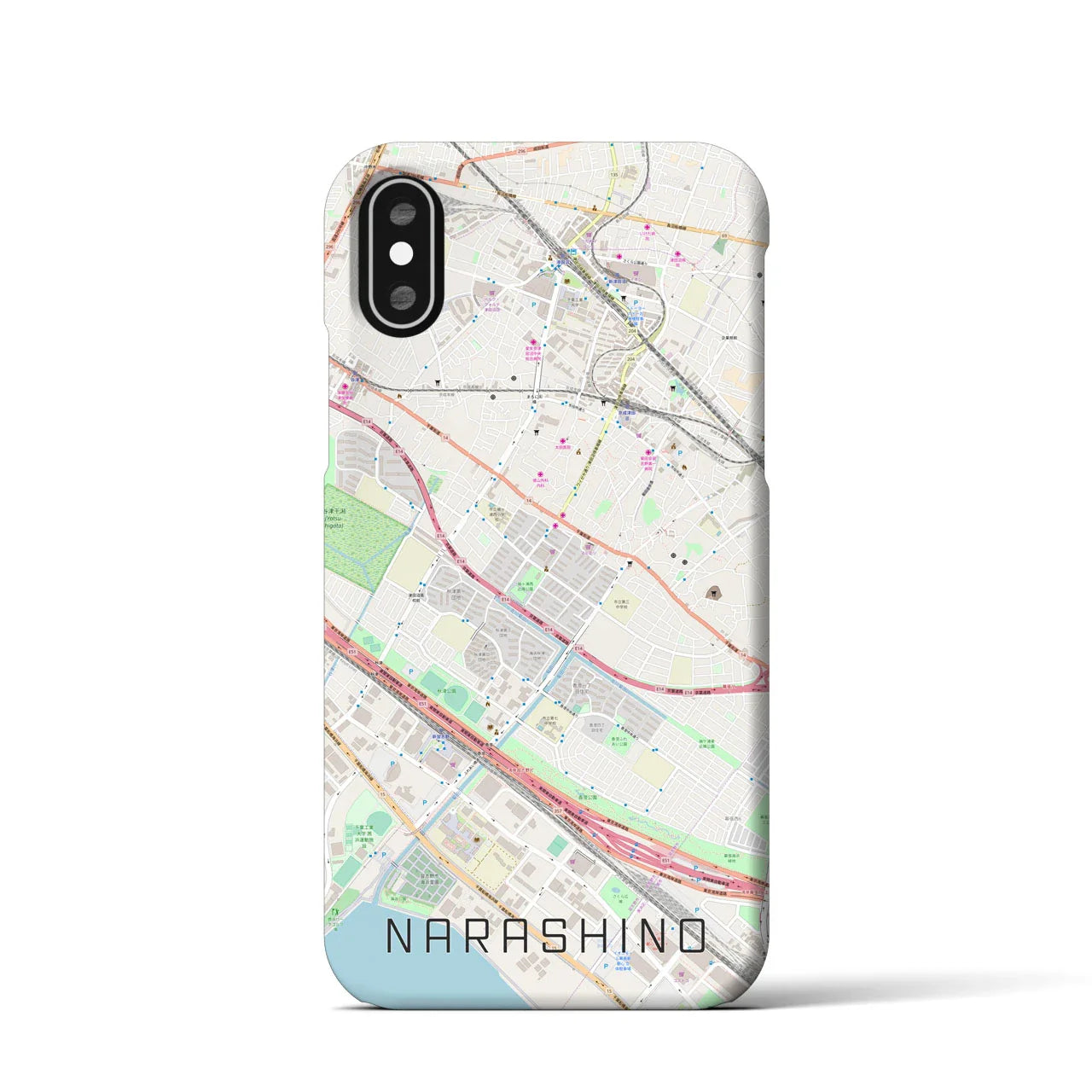 【習志野(千葉県)】地図柄iPhoneケース(バックカバータイプ)