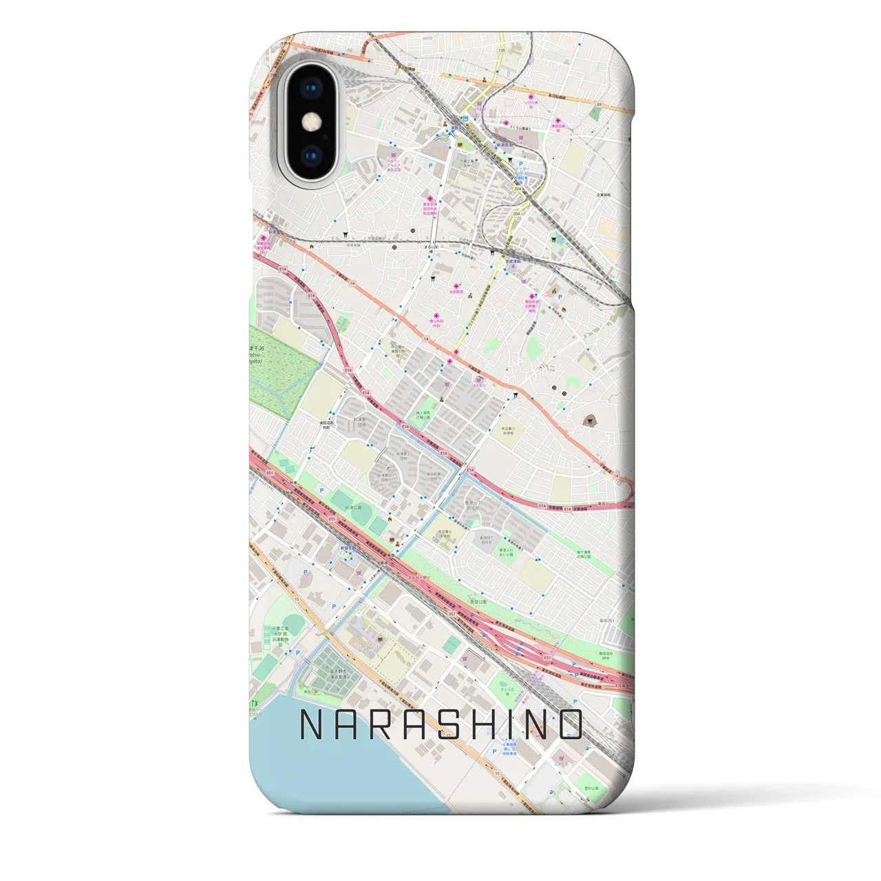 【習志野(千葉県)】地図柄iPhoneケース(バックカバータイプ)