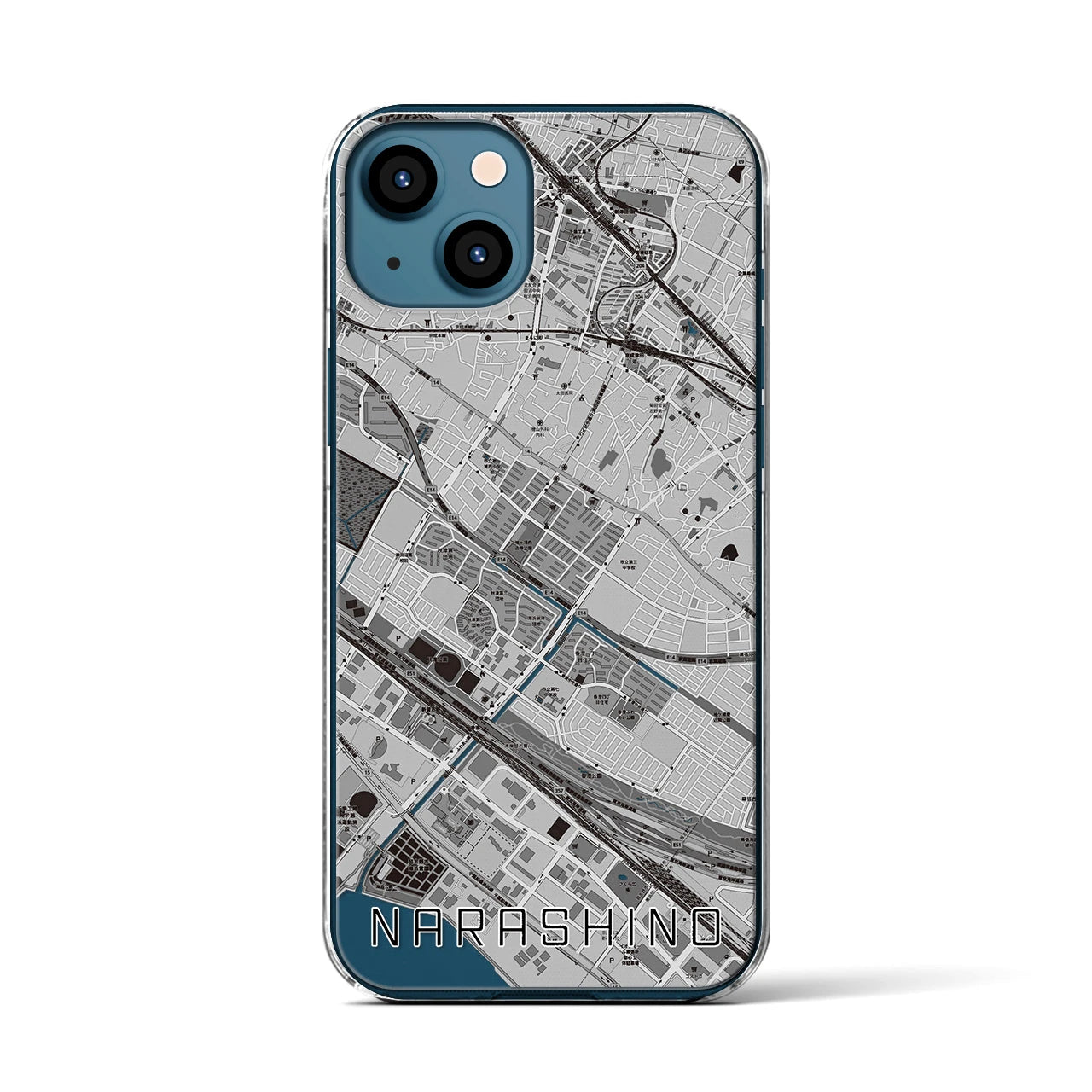 【習志野(千葉県)】地図柄iPhoneケース(クリアタイプ)