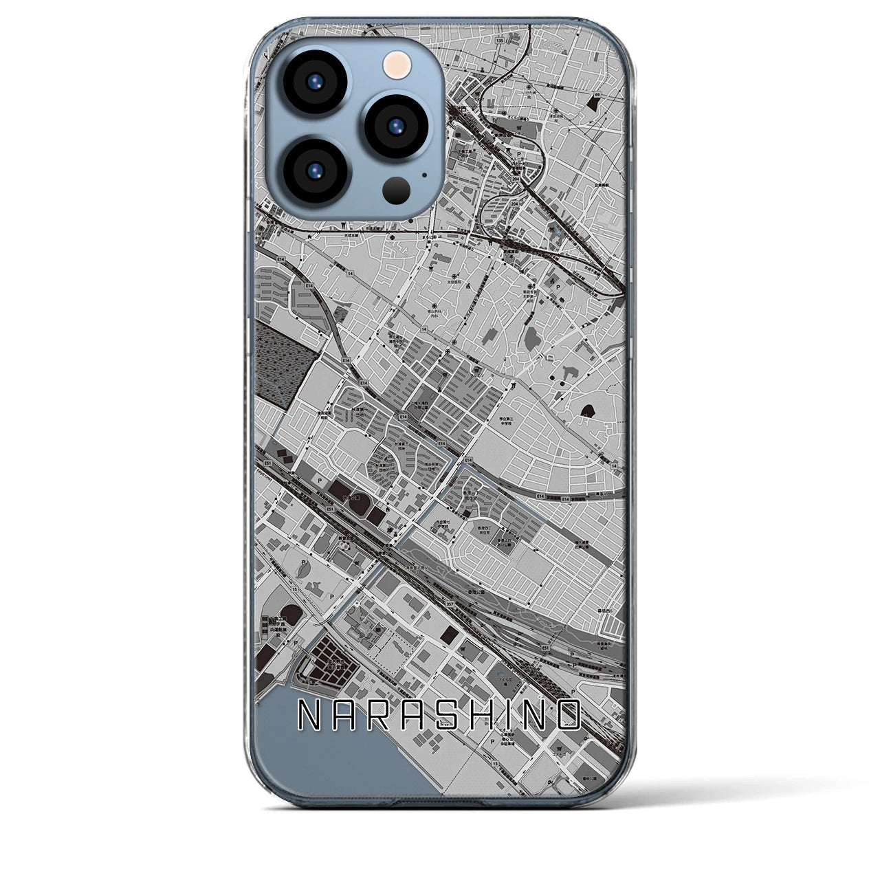 【習志野(千葉県)】地図柄iPhoneケース(クリアタイプ)