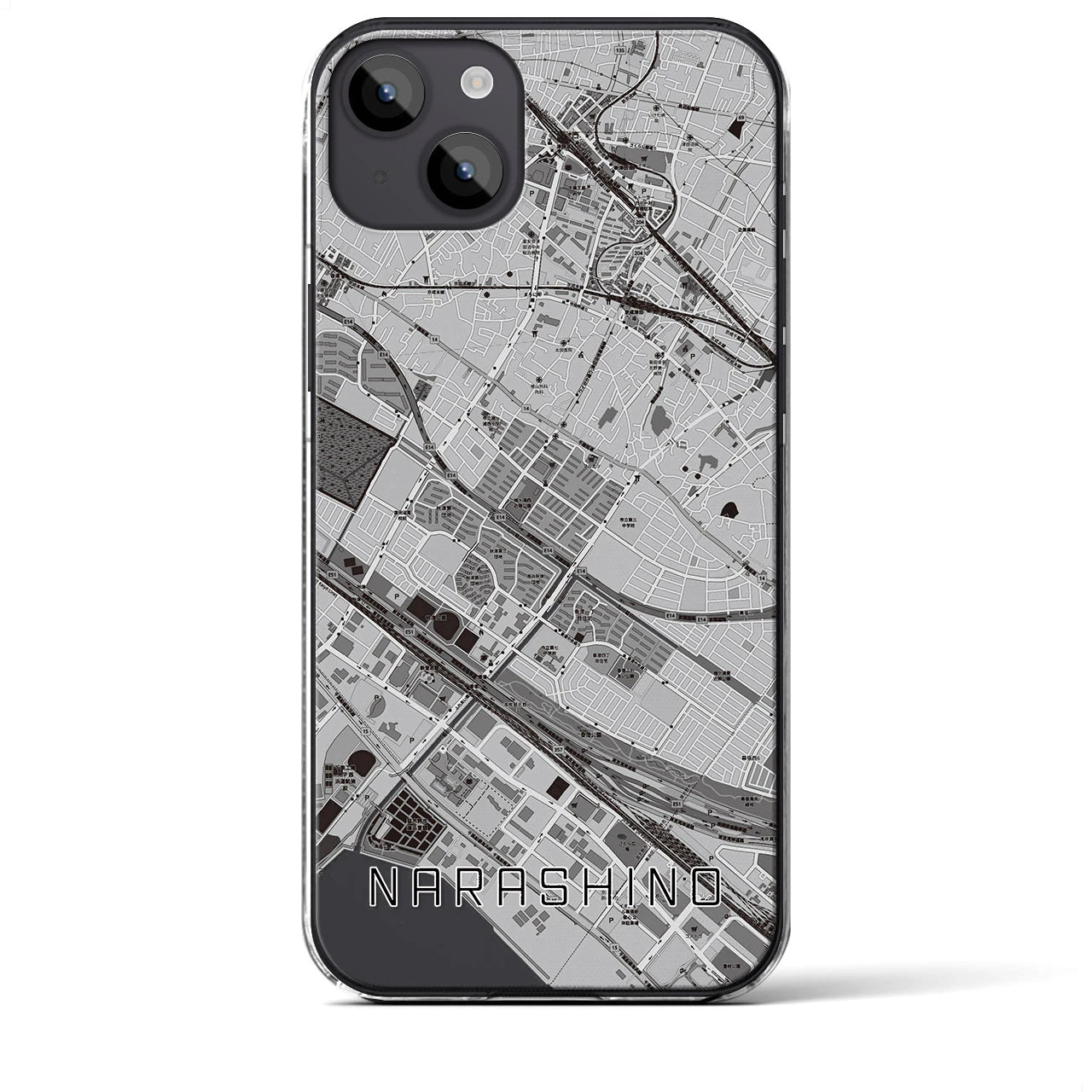 【習志野(千葉県)】地図柄iPhoneケース(クリアタイプ)