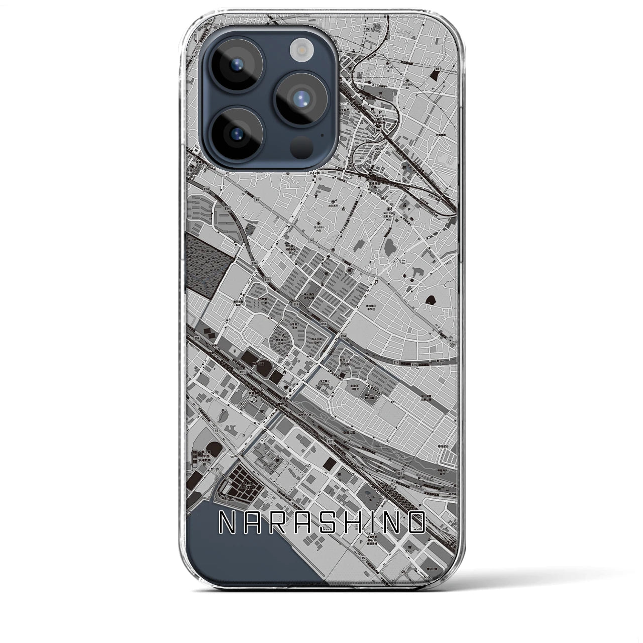 【習志野(千葉県)】地図柄iPhoneケース(クリアタイプ)