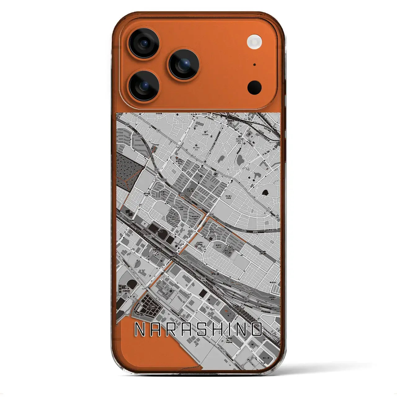 【習志野(千葉県)】地図柄iPhoneケース(クリアタイプ)モノトーン・iPhone 17 Pro Max 用