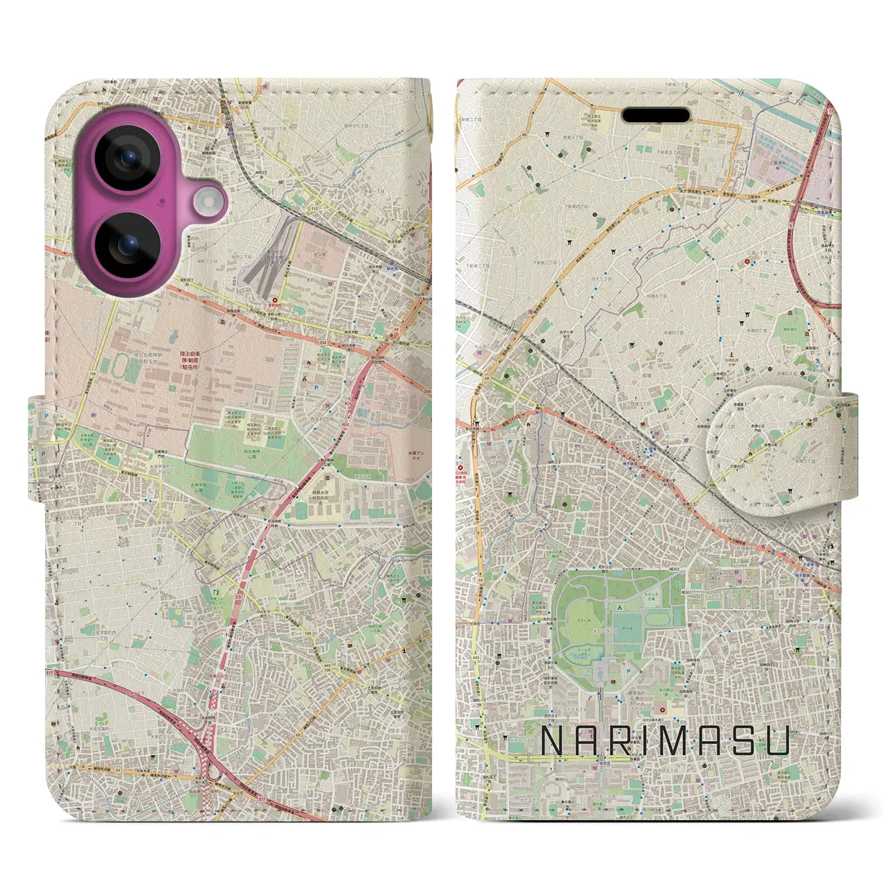 【成増(東京都)】地図柄iPhoneケース(手帳タイプ)ナチュラル・iPhone 16 Pro 用
