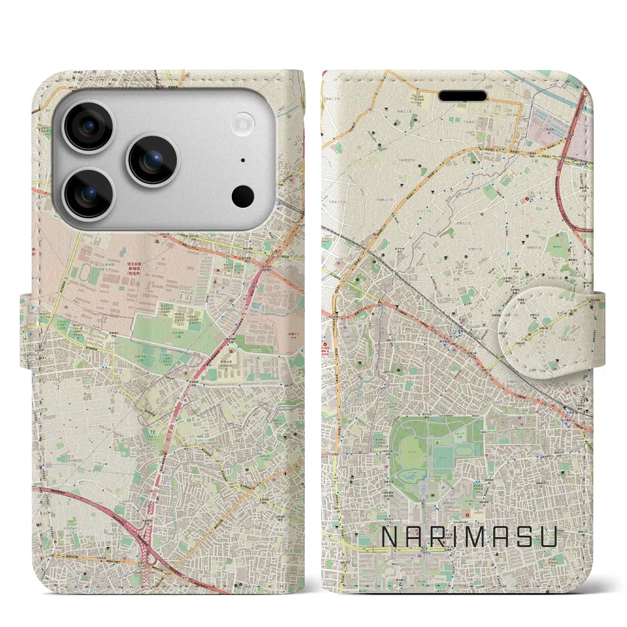 【成増(東京都)】地図柄iPhoneケース(手帳タイプ)ナチュラル・iPhone 17 Pro Max 用