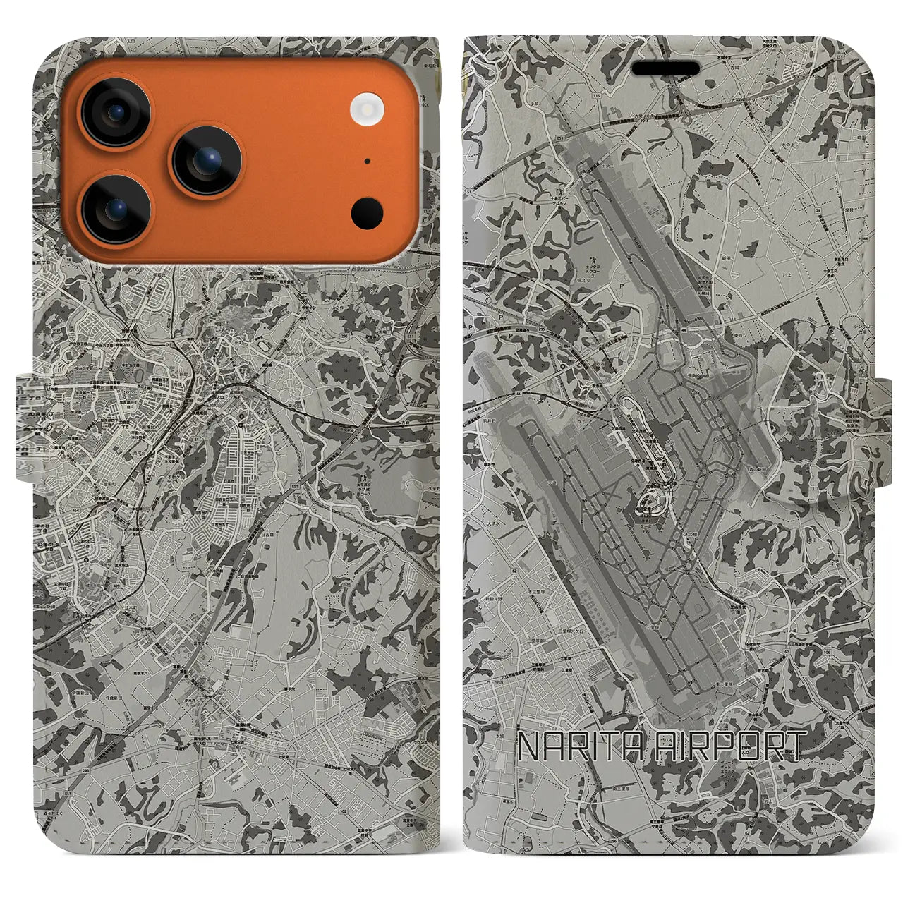 【成田空港(千葉県)】地図柄iPhoneケース(手帳タイプ)