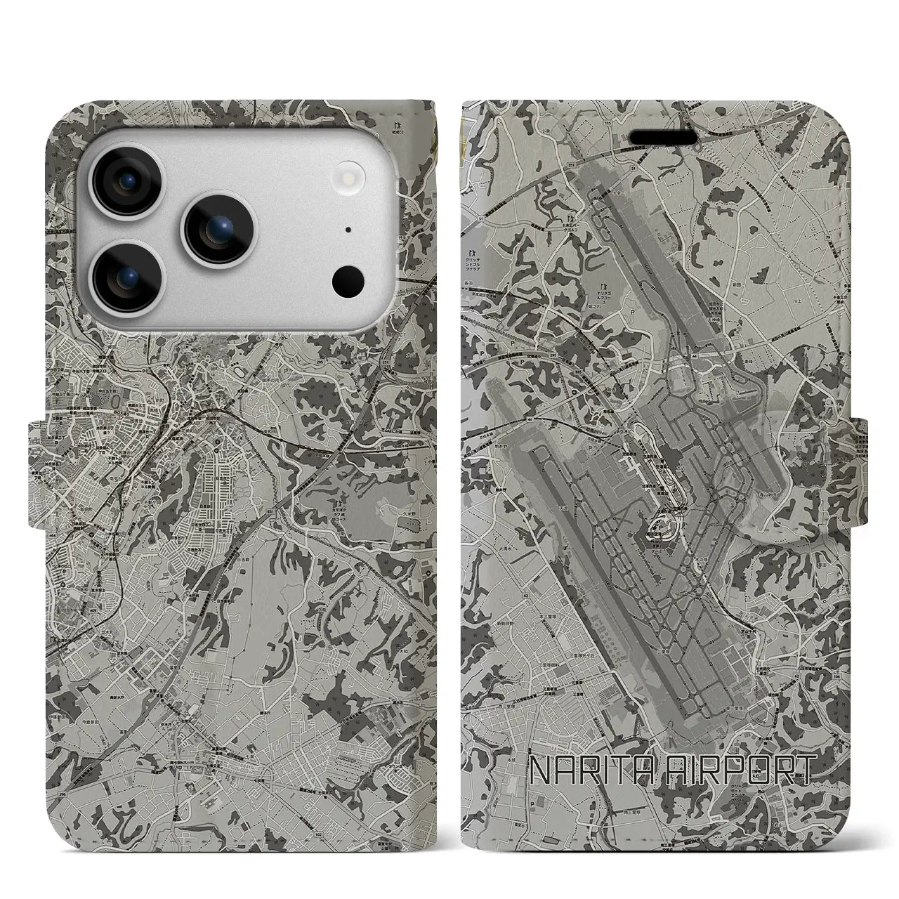 【成田空港(千葉県)】地図柄iPhoneケース(手帳タイプ)