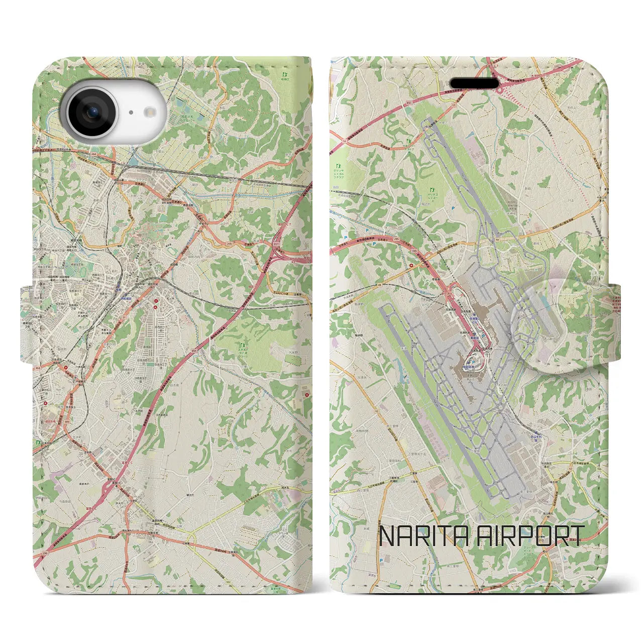 【成田空港(千葉県)】地図柄iPhoneケース(手帳タイプ)