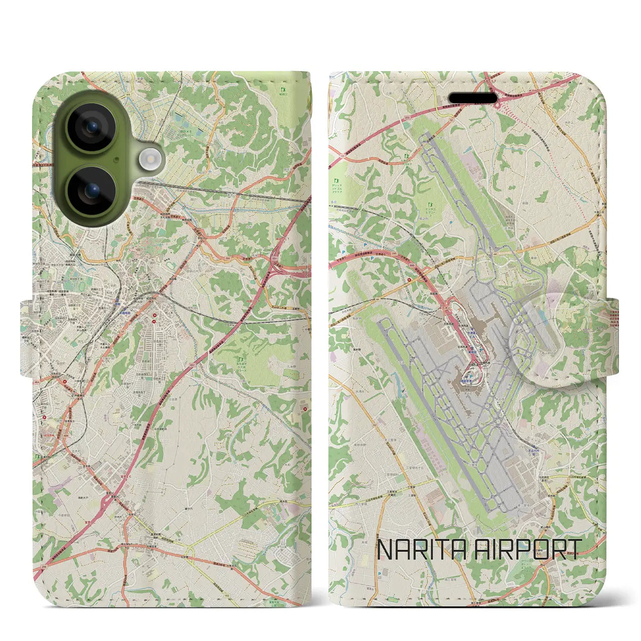 【成田空港(千葉県)】地図柄iPhoneケース(手帳タイプ)