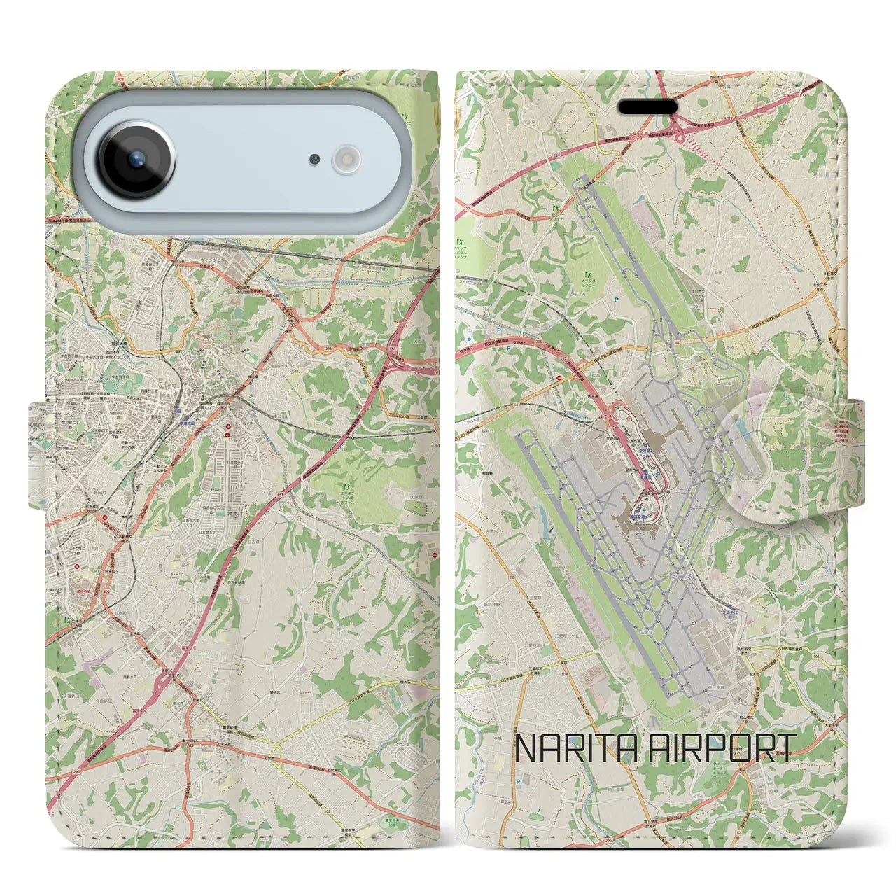 【成田空港(千葉県)】地図柄iPhoneケース(手帳タイプ)ナチュラル・iPhone 17 Pro Max 用