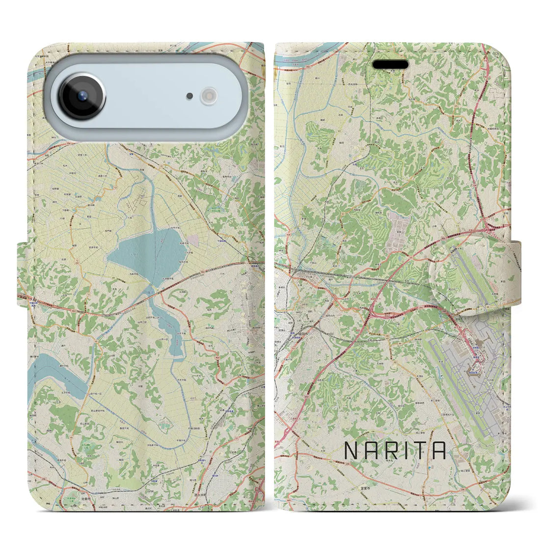 【成田(千葉県)】地図柄iPhoneケース(手帳タイプ)ナチュラル・iPhone 17 Pro Max 用