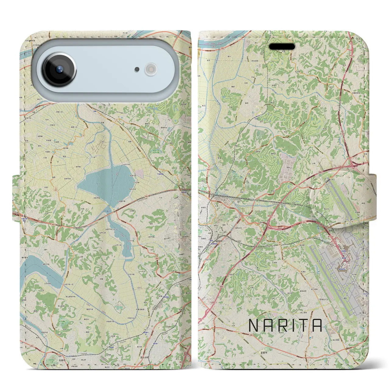 【成田(千葉県)】地図柄iPhoneケース(手帳タイプ)ナチュラル・iPhone 17 Pro Max 用