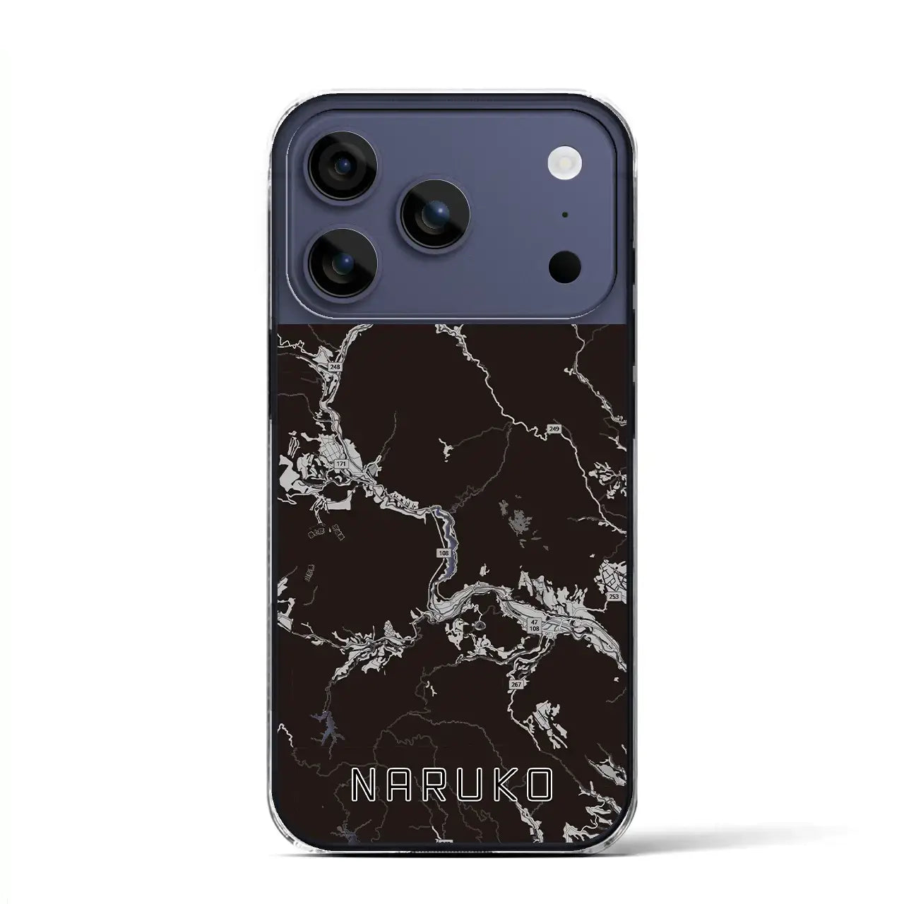 【鳴子(宮城県)】地図柄iPhoneケース(クリアタイプ)モノトーン・iPhone 17 Pro Max 用