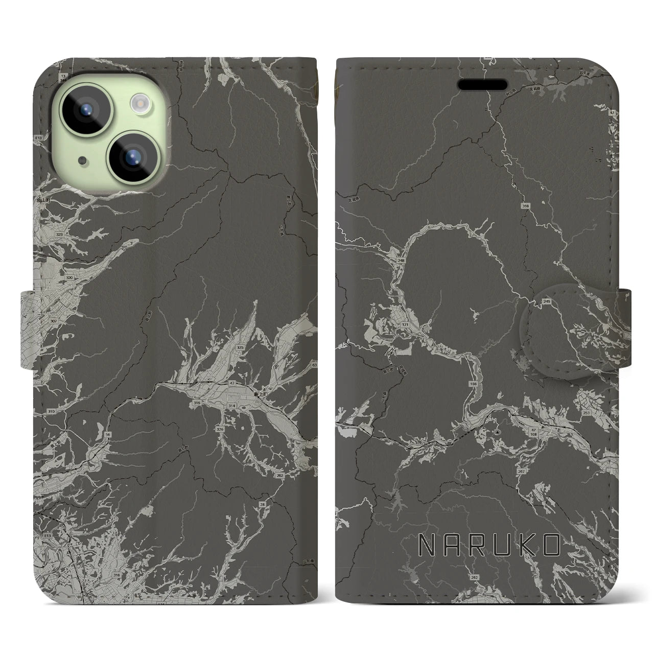 【鳴子(宮城県)】地図柄iPhoneケース(手帳タイプ)