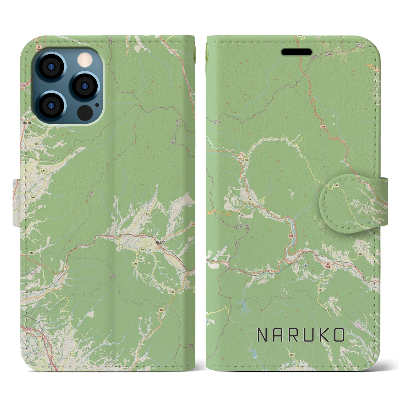 【鳴子(宮城県)】地図柄iPhoneケース(手帳タイプ)