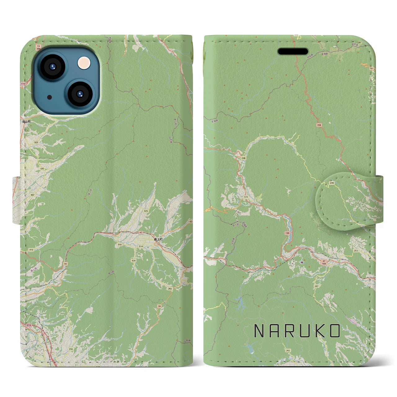 【鳴子(宮城県)】地図柄iPhoneケース(手帳タイプ)