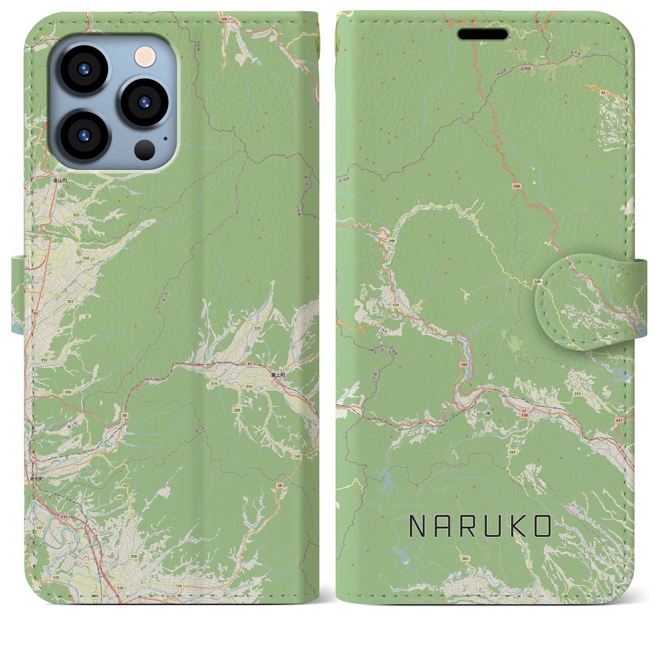 【鳴子(宮城県)】地図柄iPhoneケース(手帳タイプ)