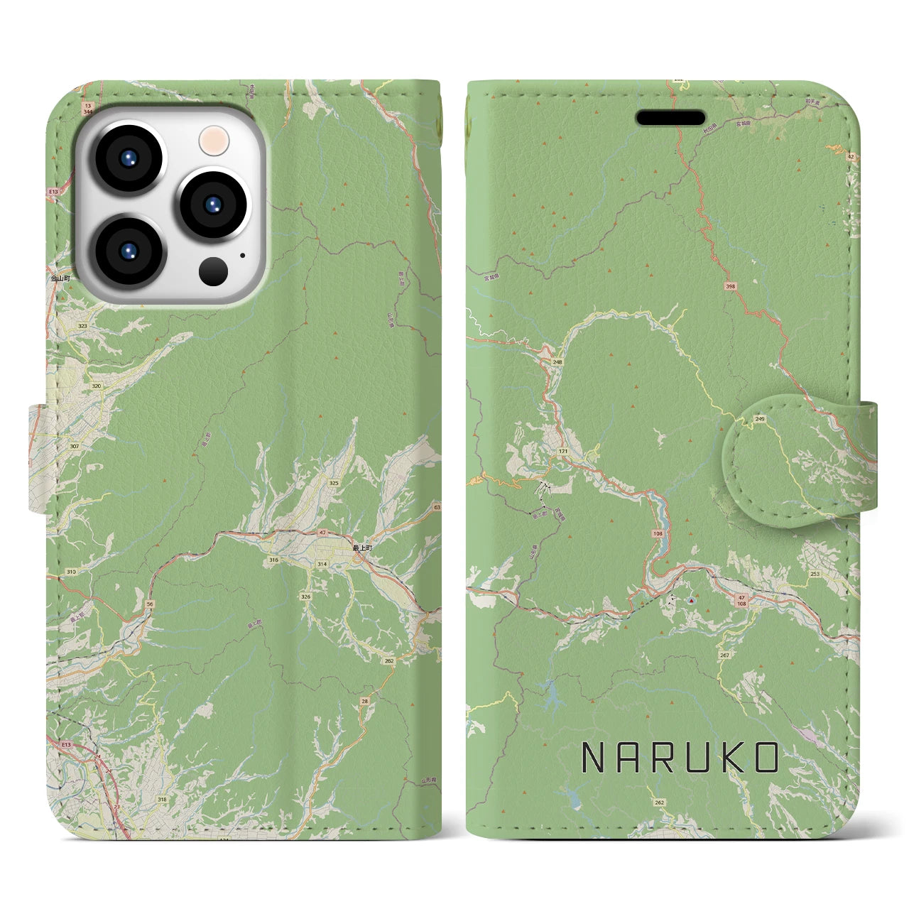 【鳴子(宮城県)】地図柄iPhoneケース(手帳タイプ)