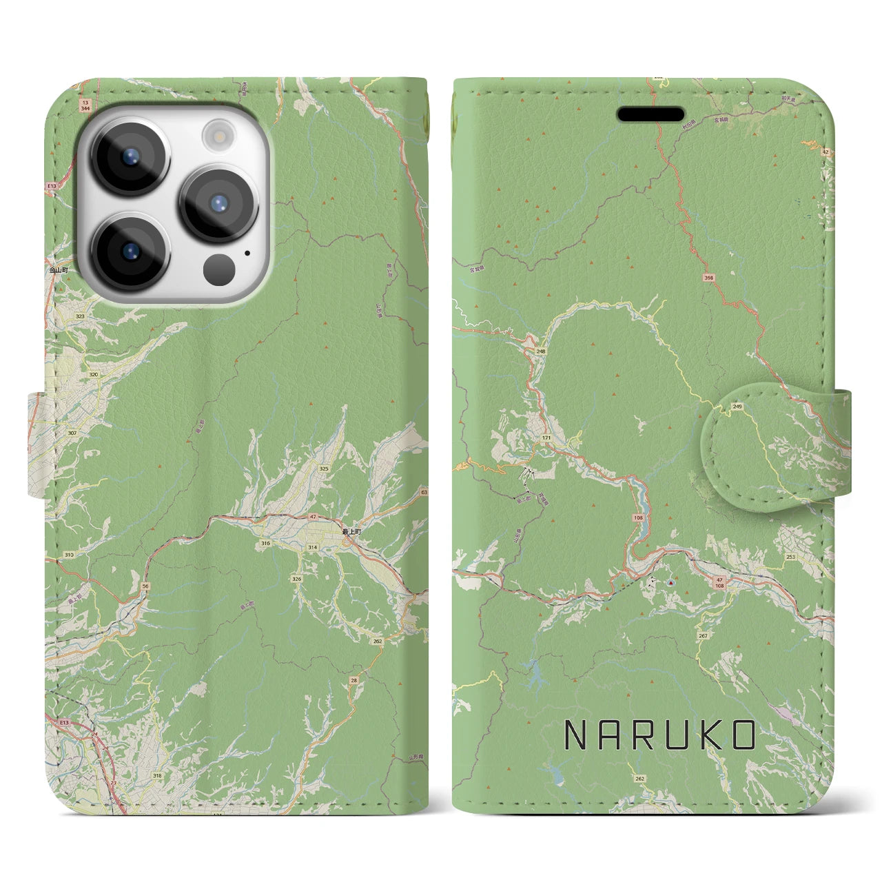 【鳴子(宮城県)】地図柄iPhoneケース(手帳タイプ)