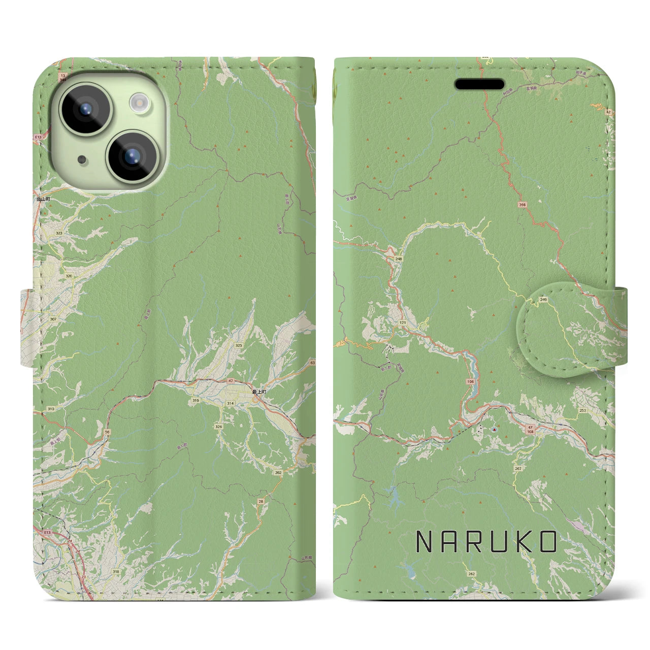 【鳴子(宮城県)】地図柄iPhoneケース(手帳タイプ)