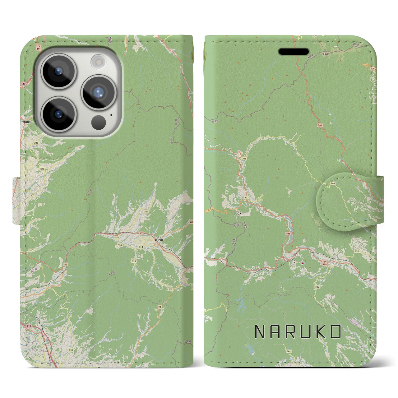 【鳴子(宮城県)】地図柄iPhoneケース(手帳タイプ)