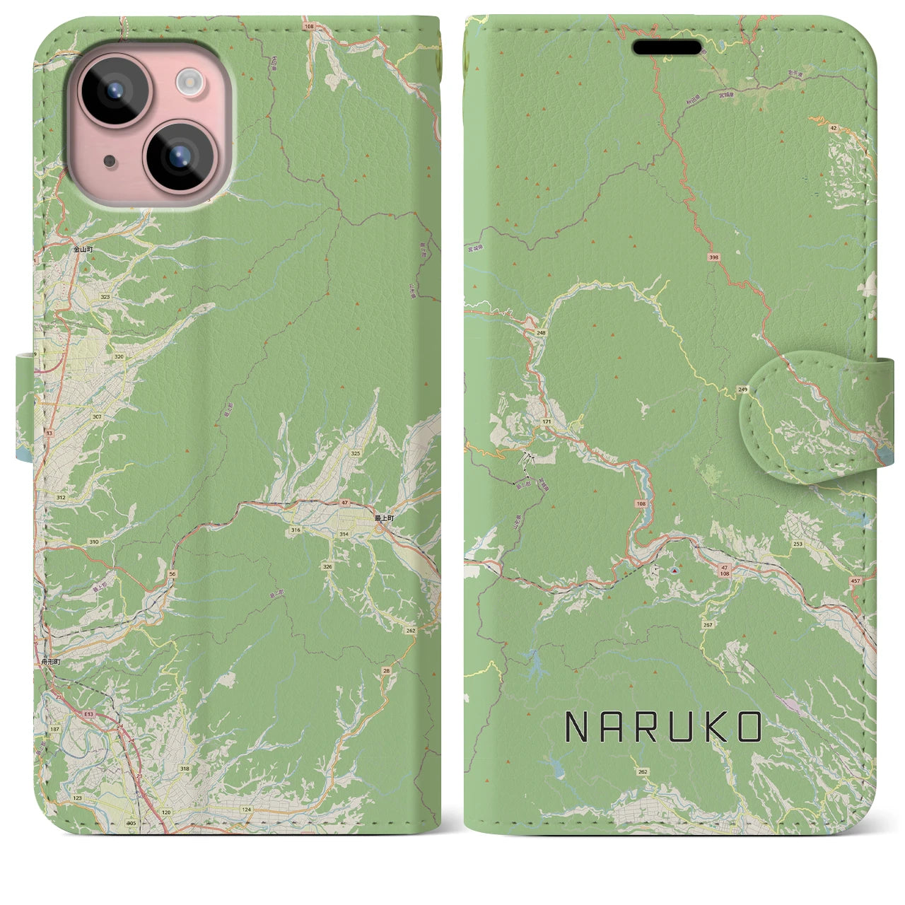 【鳴子(宮城県)】地図柄iPhoneケース(手帳タイプ)