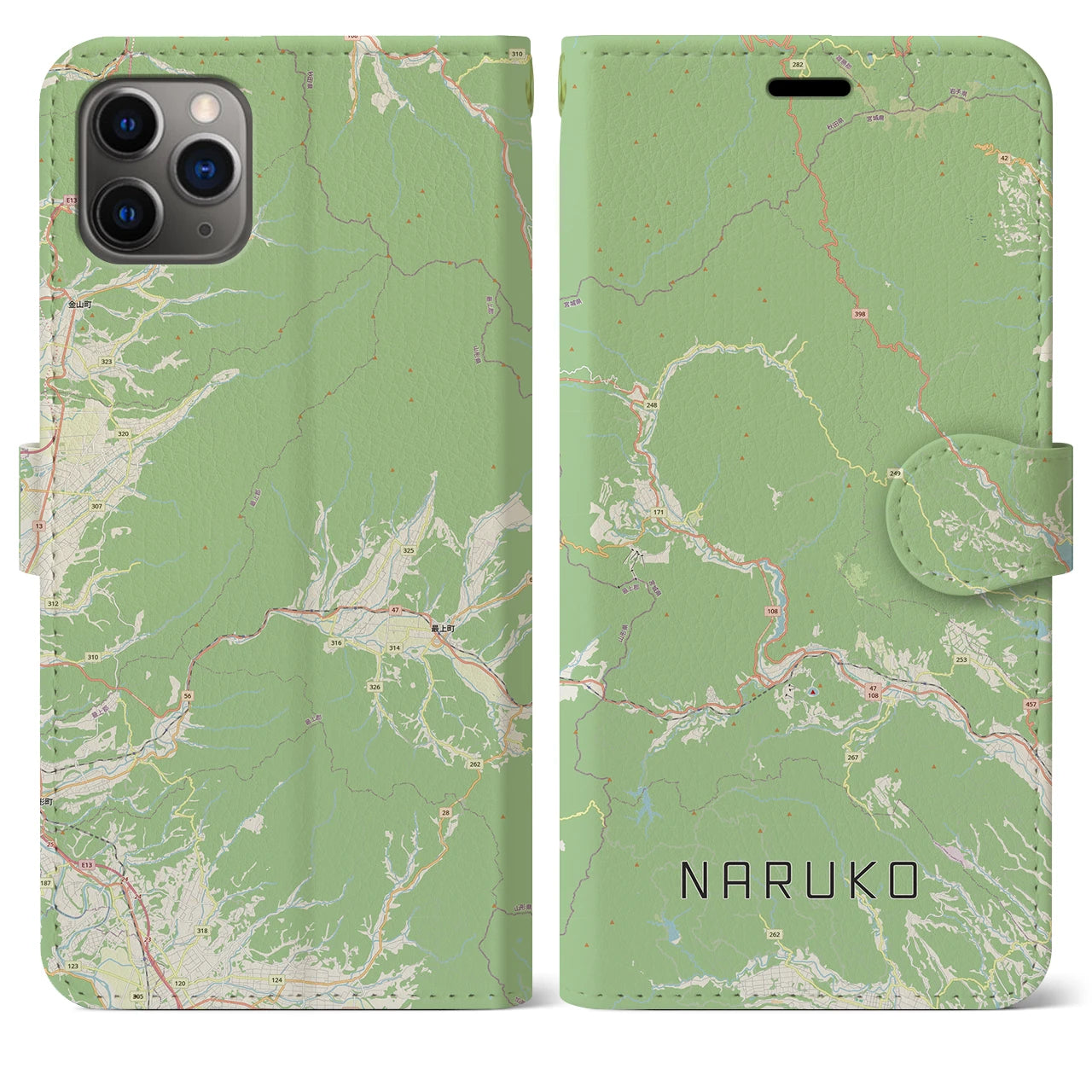 【鳴子(宮城県)】地図柄iPhoneケース(手帳タイプ)