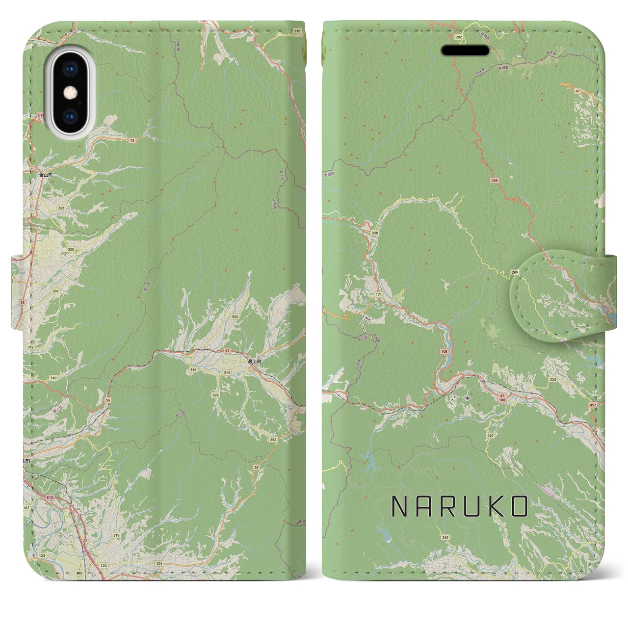 【鳴子(宮城県)】地図柄iPhoneケース(手帳タイプ)